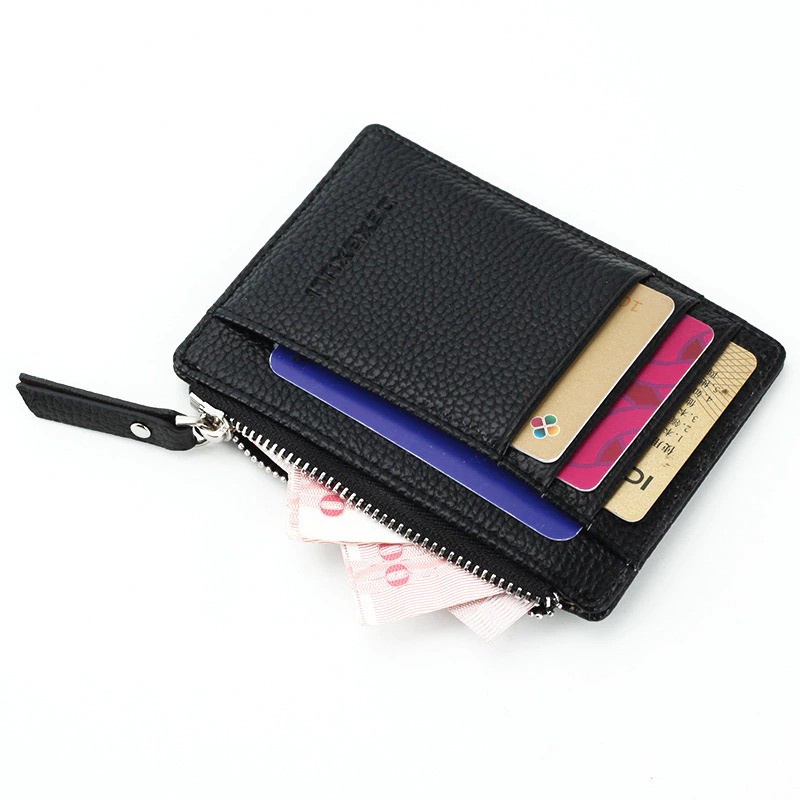 Dompet Kartu Bahan Kulit ID Card Holder Slim Design - 208 - Black