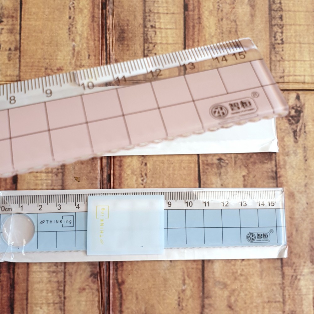 2pcs Penggaris Plastik ZH-553 15 cm - Cute Ruler - Penggaris Plastik Dengan Kaca Pembesar