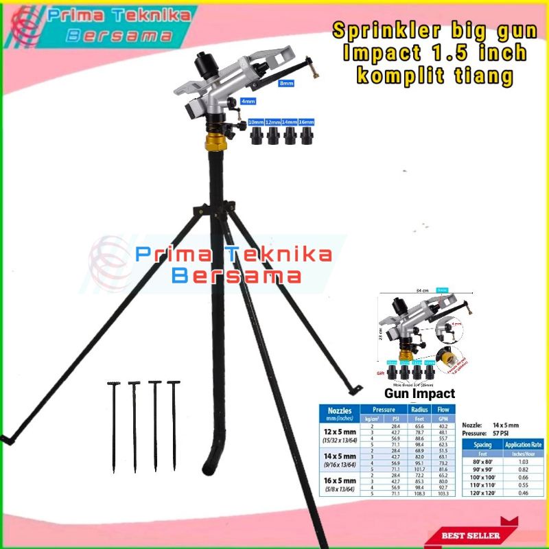 Sprinkler big gun impact | sprinkler pertanian komplit tiang tripod sprinkler