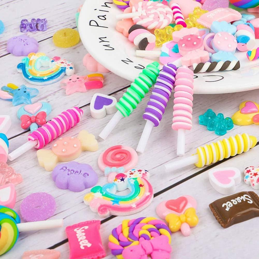 Lanfy slime charms Kartun 30 /60 /90Pcs Untuk Jepit Rambut Gantungan Kunci croc Aksesoris kawaii Permen Pesona scrapbooking Perlengkapan