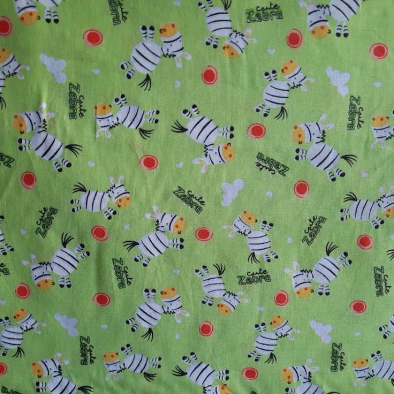 Kain Katun Perca Motif Kartun Zebra Cute
