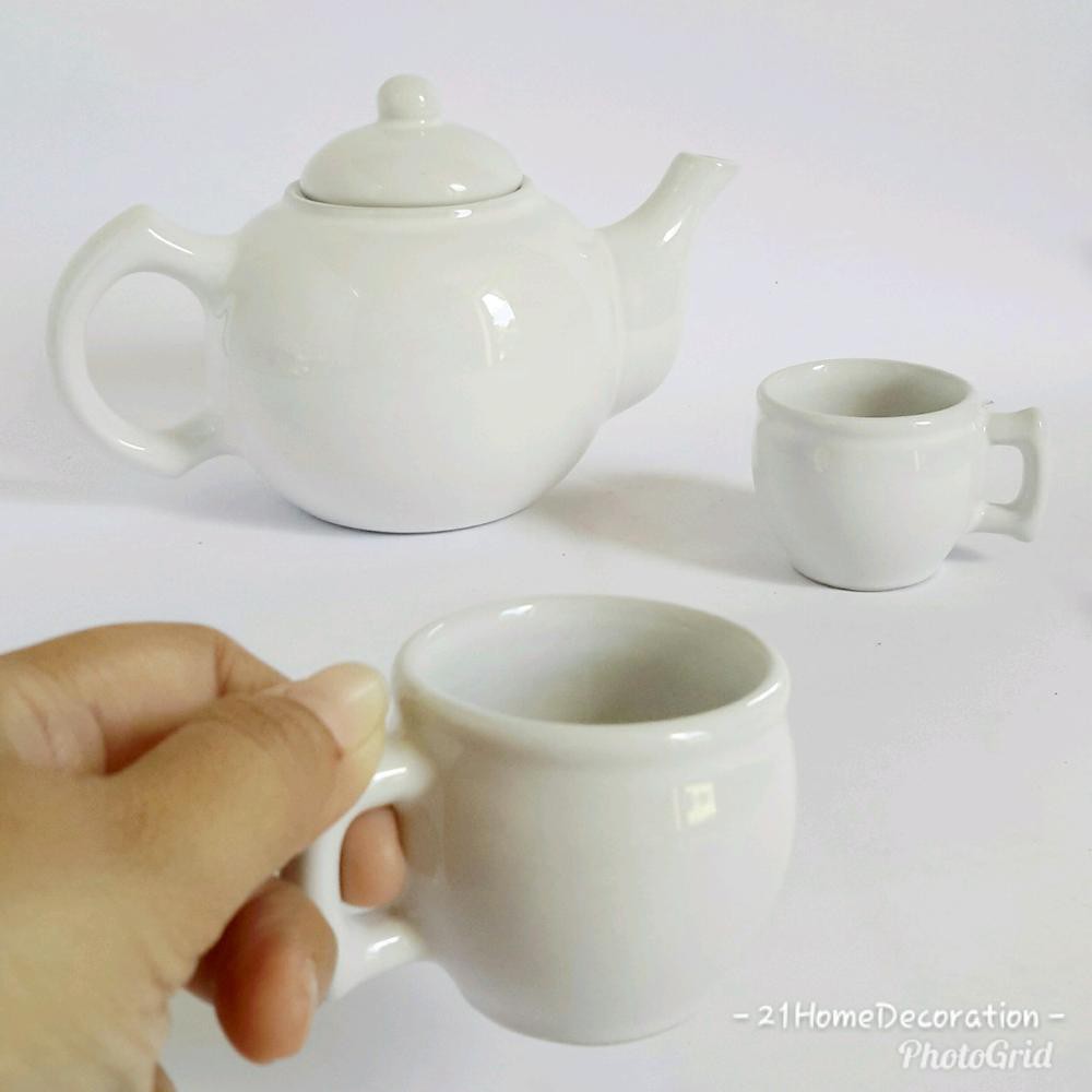 Set Teko Kecil Dengan Dua Cangkir  Gelas  Ceramic Tea Pot 