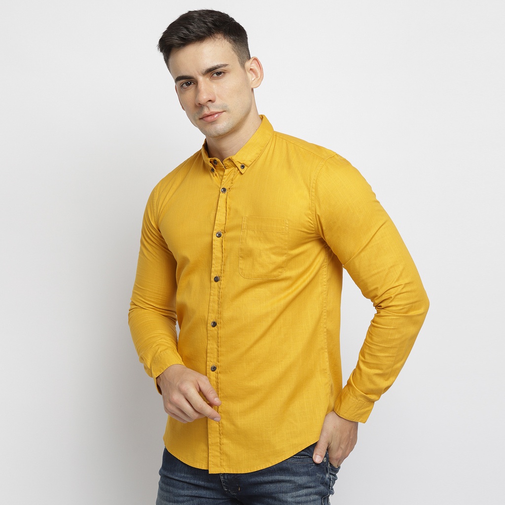 Concept Kemeja Pria Basic Lengan Panjang Katun Magnum - Dark Yellow
