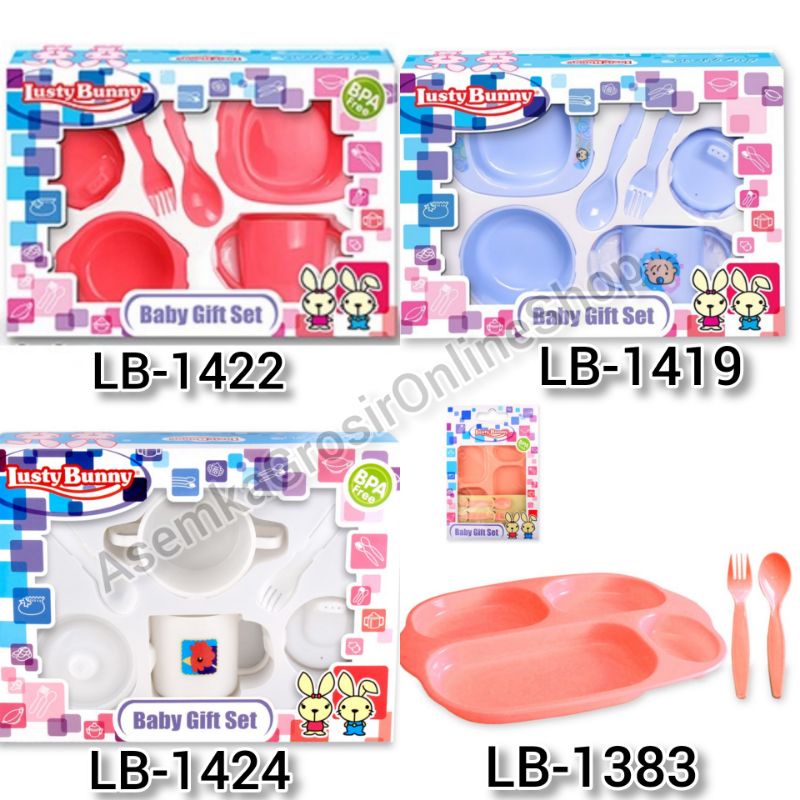 Feeding Set Lusty Bunny Hello Kitty / Kado Bayi / kado lahiran / Peralatan Makan Bayi