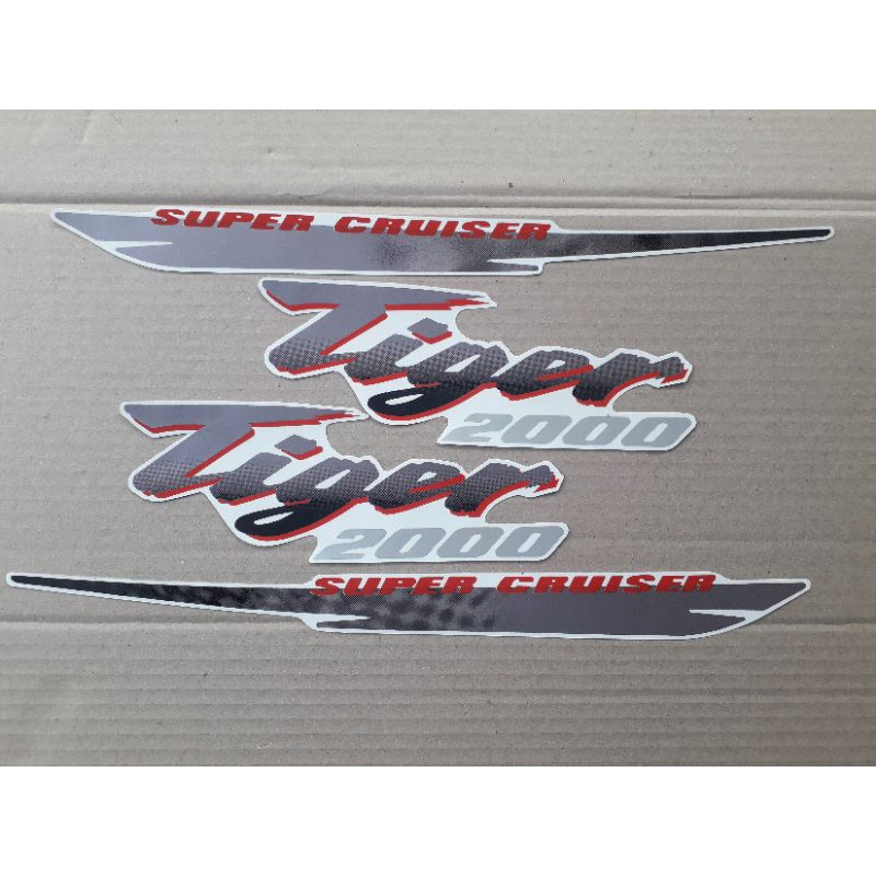 STRIPING STIKER MOTOR HONDA TIGER 2000 HITAM TILAM TILAS SILVER