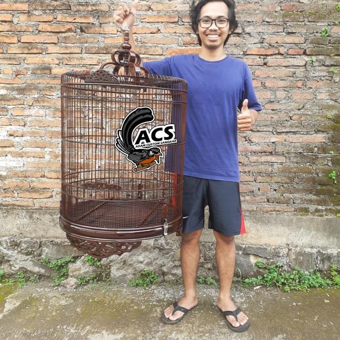 Buruan beli] Sangkar Burung Murai Ukir Kaki Krawangan Kayu Jati No 2 55cm
