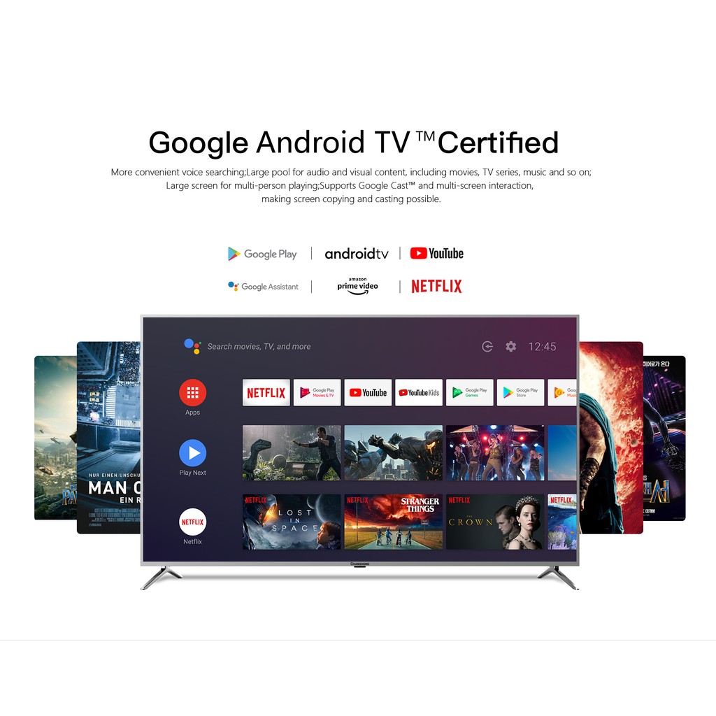 Google TV Changhong 65 Inch 4K UHD Smart Digital LED TV-Google Assistant-UHD-Wifi-Netflix (Model: U65H7 Pro)
