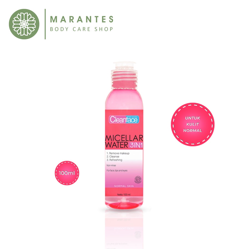 Cleanface Micellar Water - Micellar Water Untuk Kulit Normal Dan Kulit Berminyak 100ml