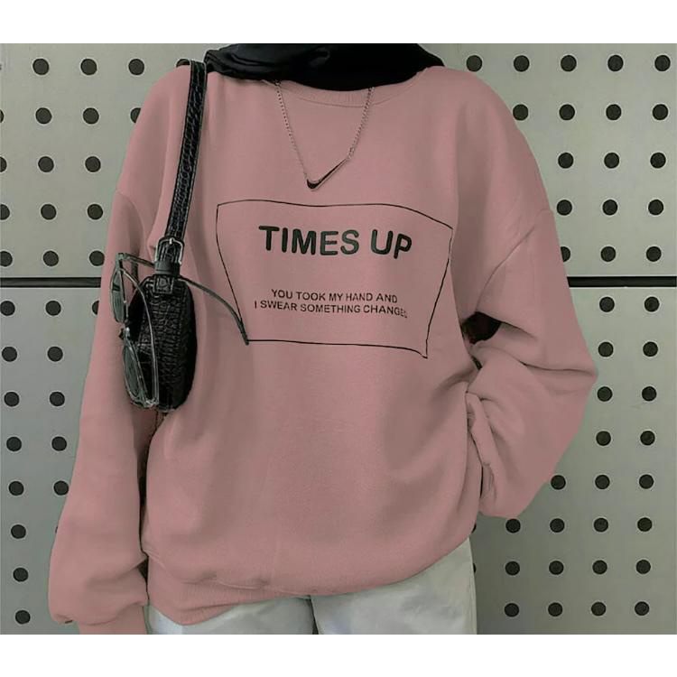 sweater crewneck wanita time up oversize terbaru