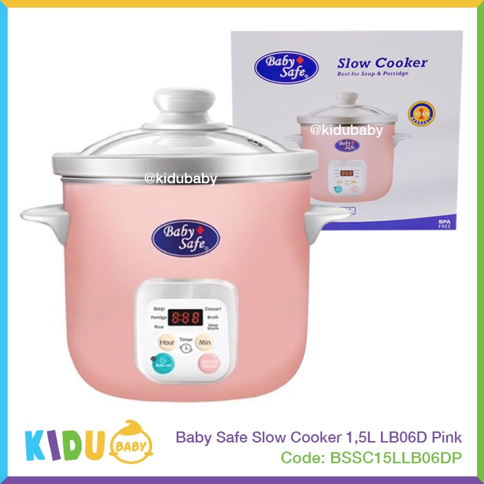 Baby Safe Slow Cooker 1,5L LB06D Pink Kidu Baby