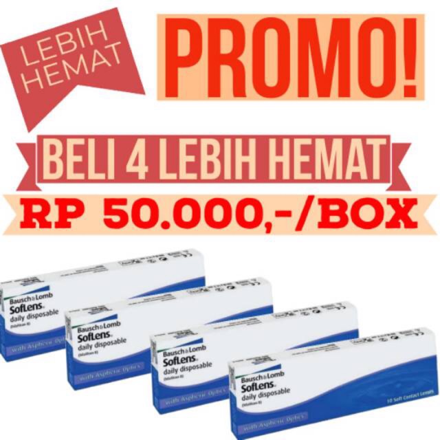 PROMO! Softlens Bausch and Lomb Softlens Bening Transparan Harian Daily Ready Minus Mata Sensitif