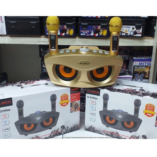 SPEAKER KARAOKE 2 MIC PORTABLE WIRELESS BLUETOOTH FLECO FL-311Plus SPEAKER BLUETOOTH KARAOKE FL-311P