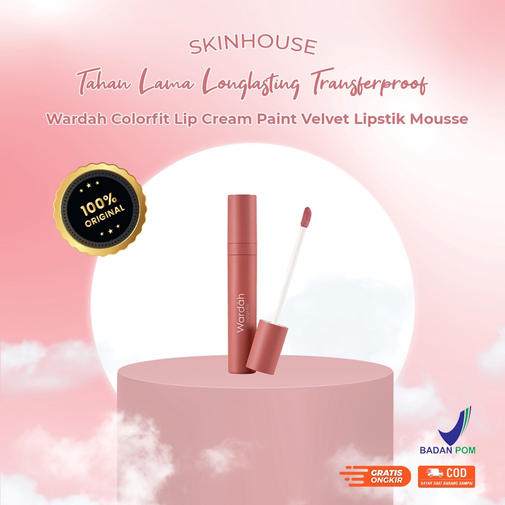 Skinhouseid Wardah Colorfit Lip Cream Paint Velvet Lipstik Mousse Pewarna Bibir Tahan Lama Longlasting Transferproof