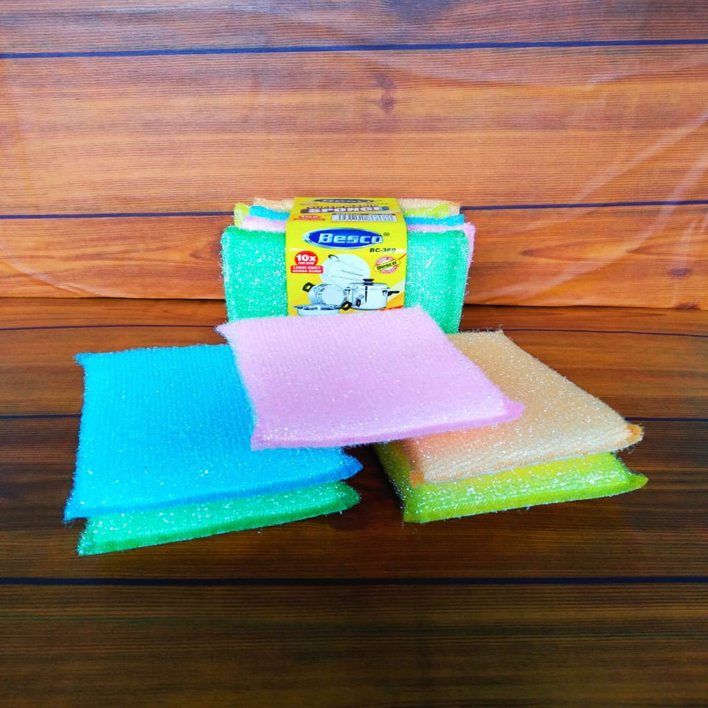 Spon Tapas Bantal / Sponge / Spons Cuci Piring Dapur (isi 5 pcs) - Warna-Warni