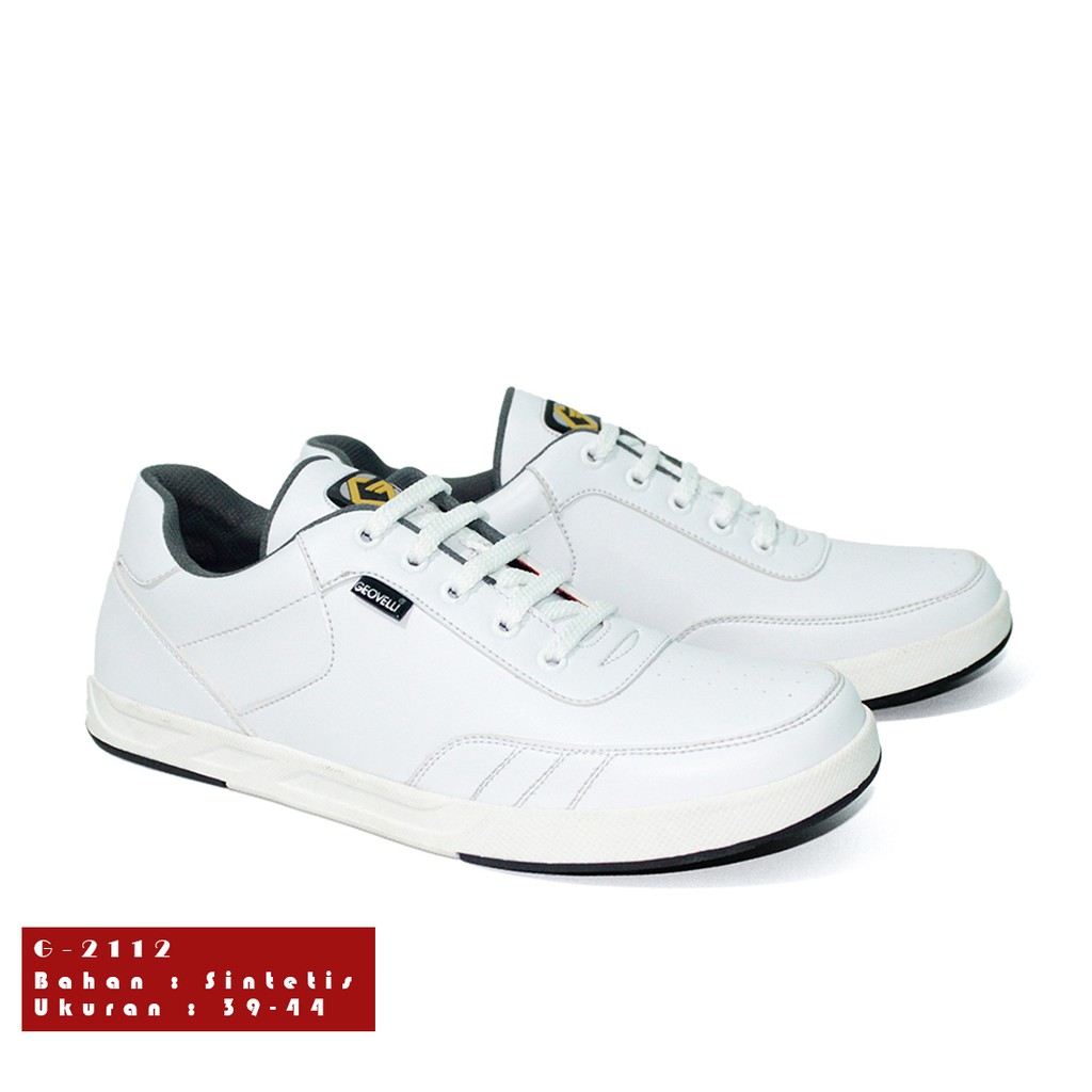 GEOVELLI Ori Sepatu Casual Sneakers Pria Geovelli Pria Full White Sepatu Putih