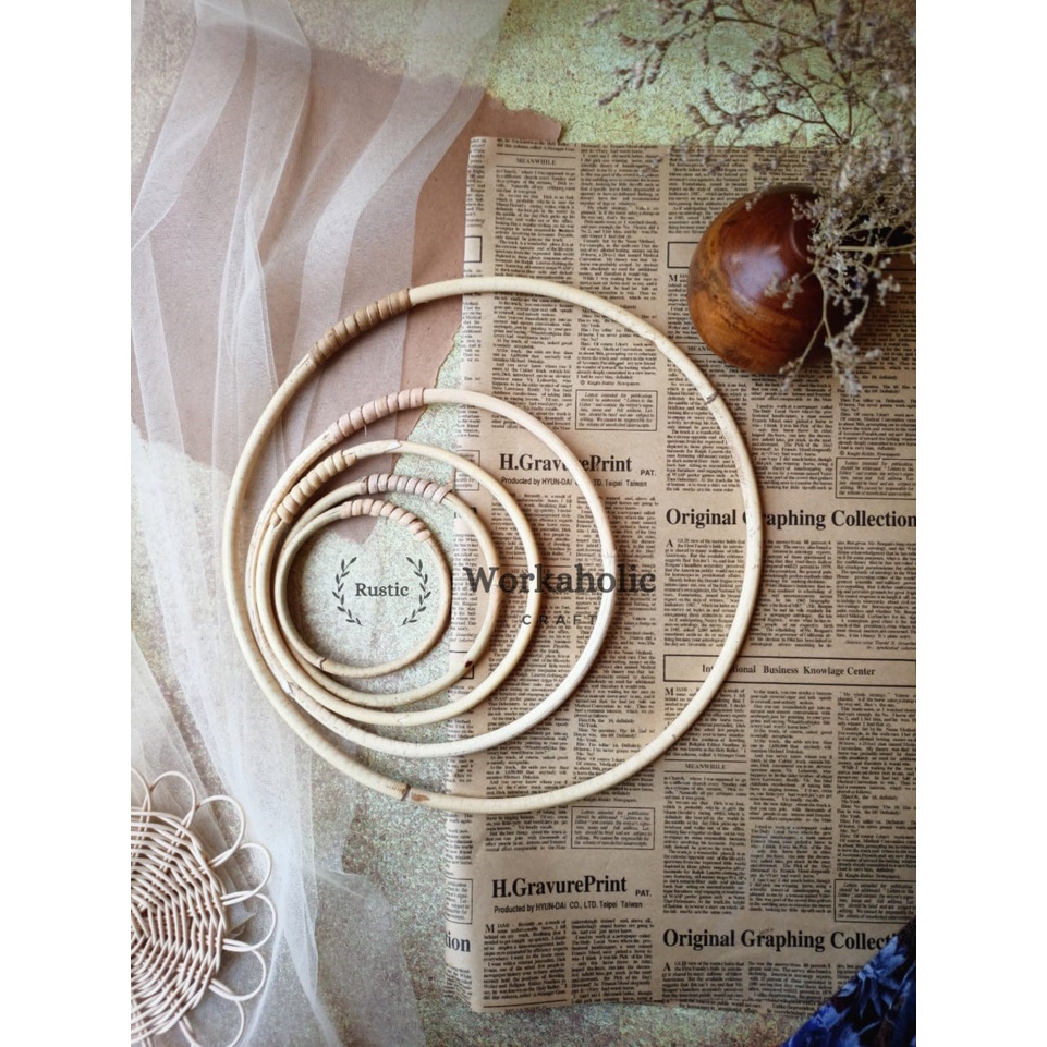 RING ROTAN BULAT RING ROTAN (kore) untuk machrame pegangan tas dan bahan kerajinan