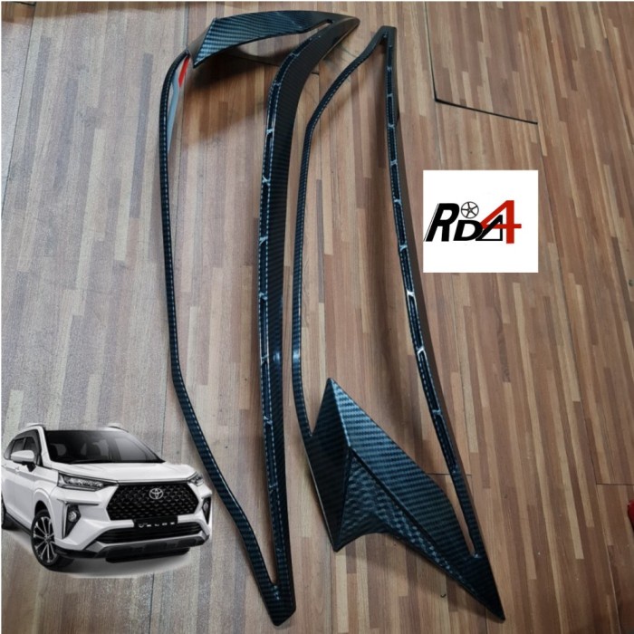 Paket Garnish Avanza Veloz GR 2022 Cover Lampu Depan Belakang Carbon