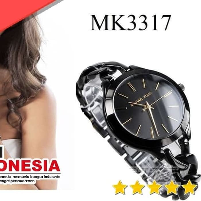 Diskon Jam Tangan Michael Kors MK3317 - MK 3317 Quartz Strap Stainless Black Jam Tangan Wanita Recom