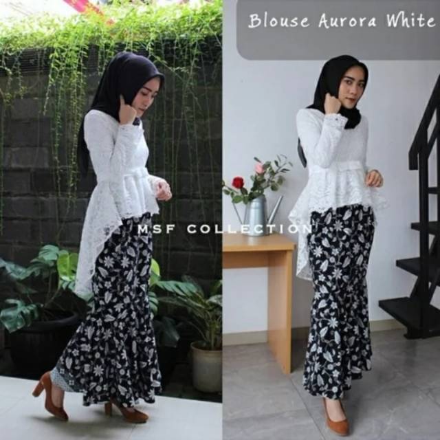 STELAN KEBAYA AURORA PUTIH KEBAYA BROKAT PUTIH BAJU STELAN KEBAYA AURORA PUTIH KEBAYA BROKAT PUTIH BAJU