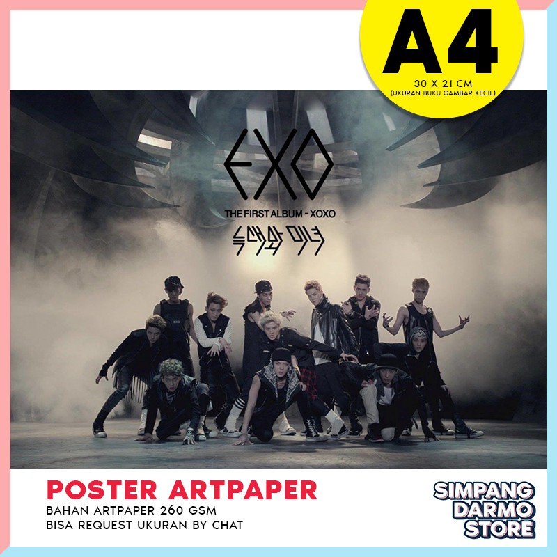 Poster Exo Art Paper A4 Kpop Korea Boyband Bts Suho Baekhyun Chanyeol Kai Sehun Xium A4kk456580 Shopee Indonesia