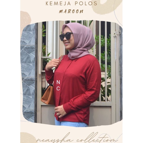 kemeja wanita basic lengan panjang bahan katun rayon