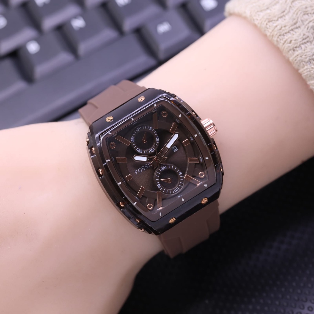 Jam Tangan Wanita Fashion L3605S Tali Rubber Tanggal Aktif Chrono Variasi Free Box &amp; Baterai