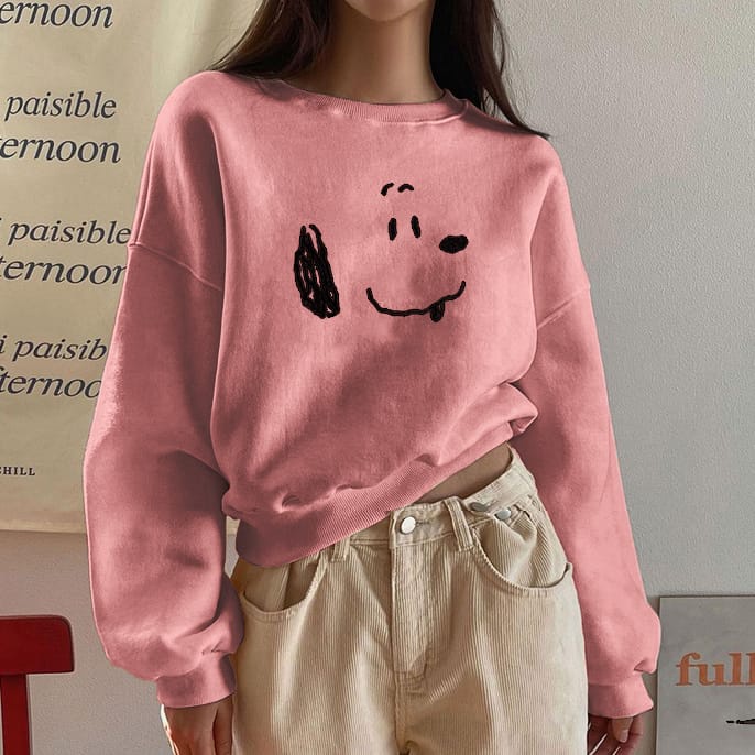 sweater wanita / snoopy dog oversize sweater / crewneck wanita casual