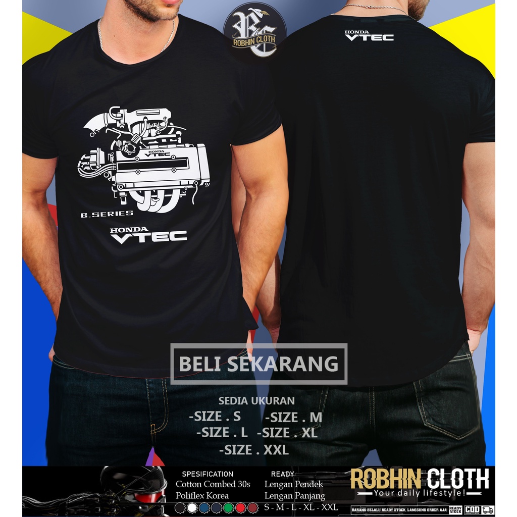 Kaos Mobil Mesin Honda B Series Honda VTEC Baju Otomotif
