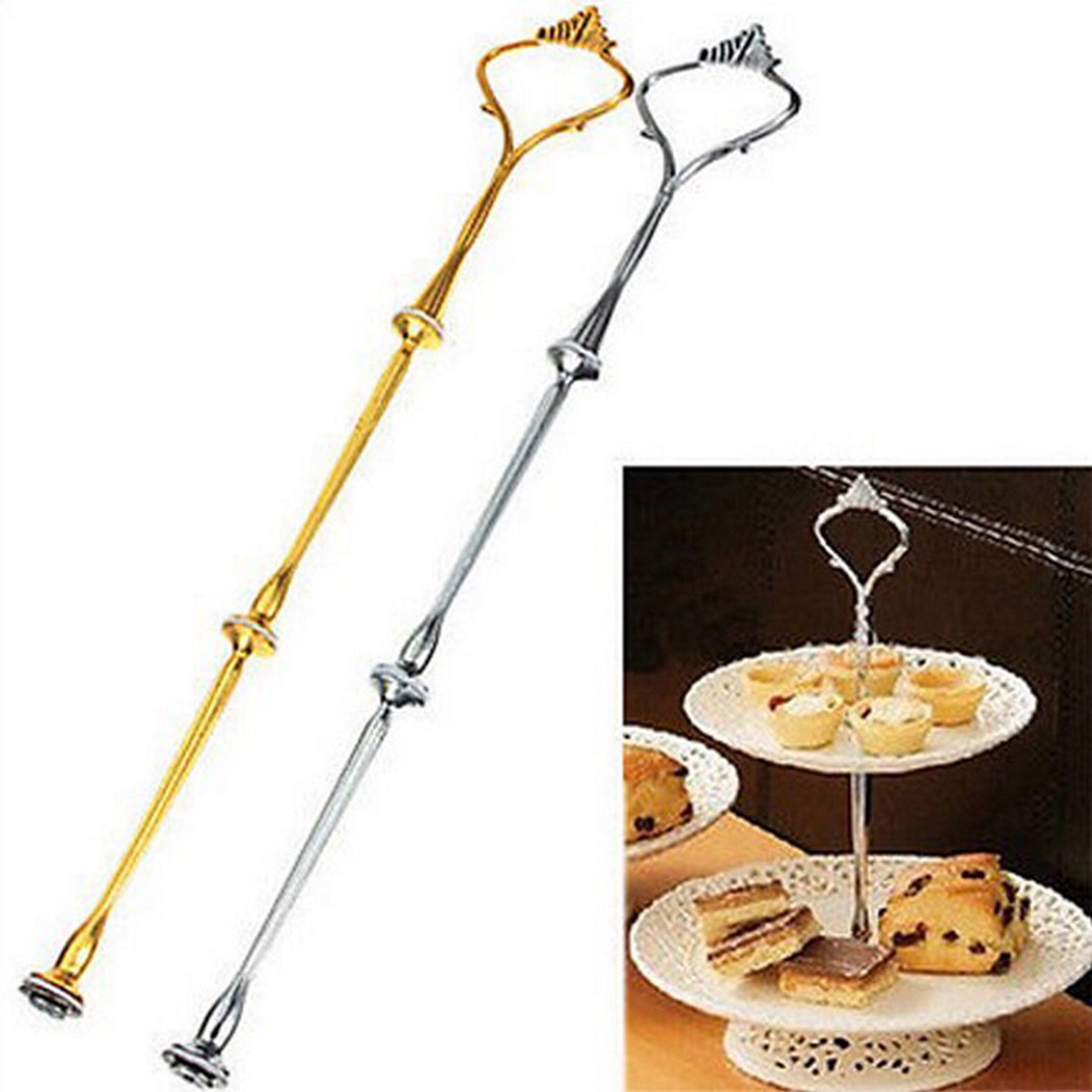 {LUCKID}1set New 3 or 2 Tier Cake Plate Stand Handle Fitting Hardware Rod Plate Stand