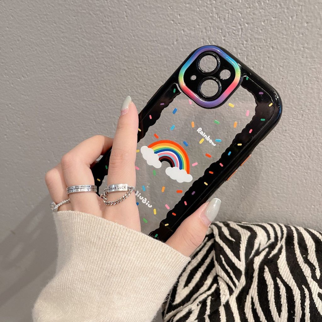 Case Transparan Desain Dot Pelangi Untuk iPhone 12 13 11 Pro Max X Xs Max Xr nbhw