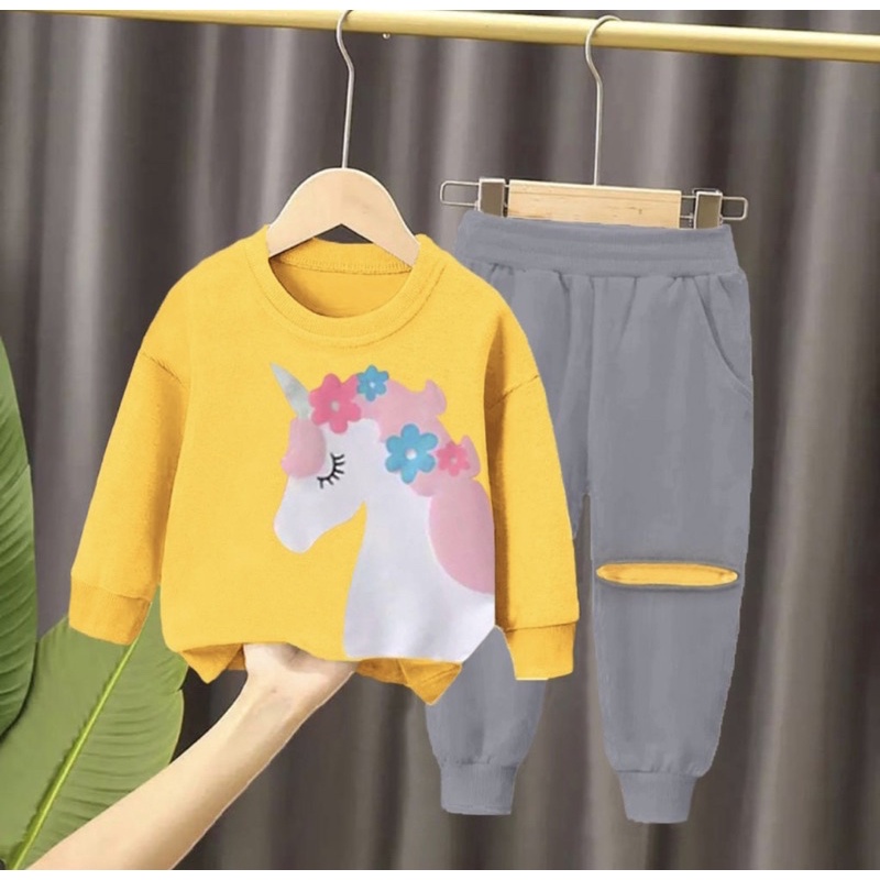 PROMO setelan sweater dan joger anak perempuan pilih warna 1-5 tahun grosir