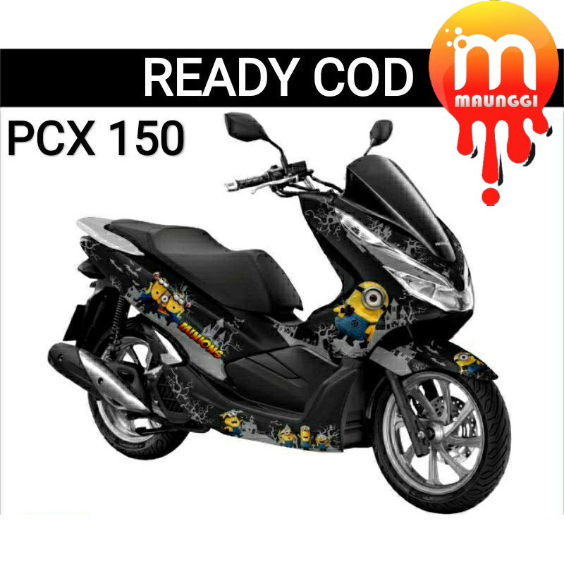 Decal pcx 150cc hitam full body Striping motor pcx variasi Sticker pcx 150 motif minions sudah ada l