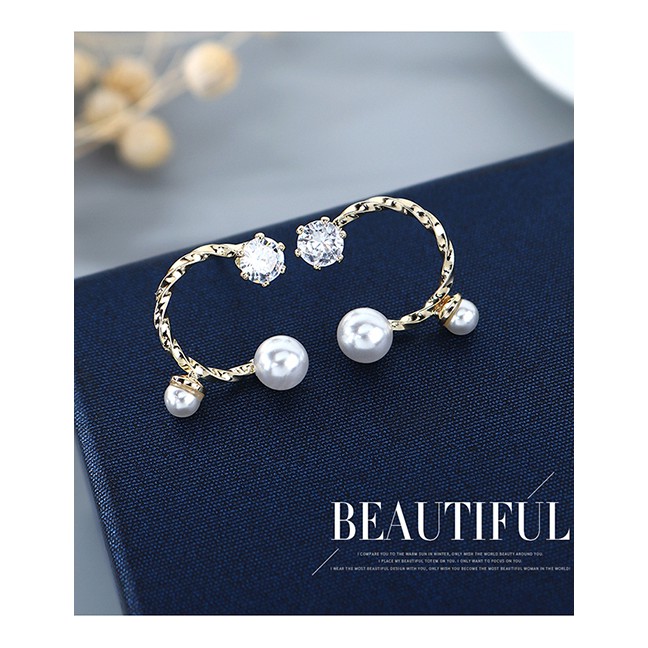 LRC Anting Tusuk Fashion Golden Spiral C-shaped Earrings Y64064