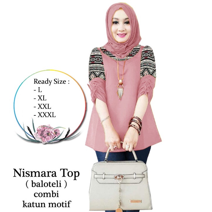 Nismara Top - Central Grosir Fashion (CGF) - Ukuran L-3XL - Matt Baloteli Mix Katun Motif