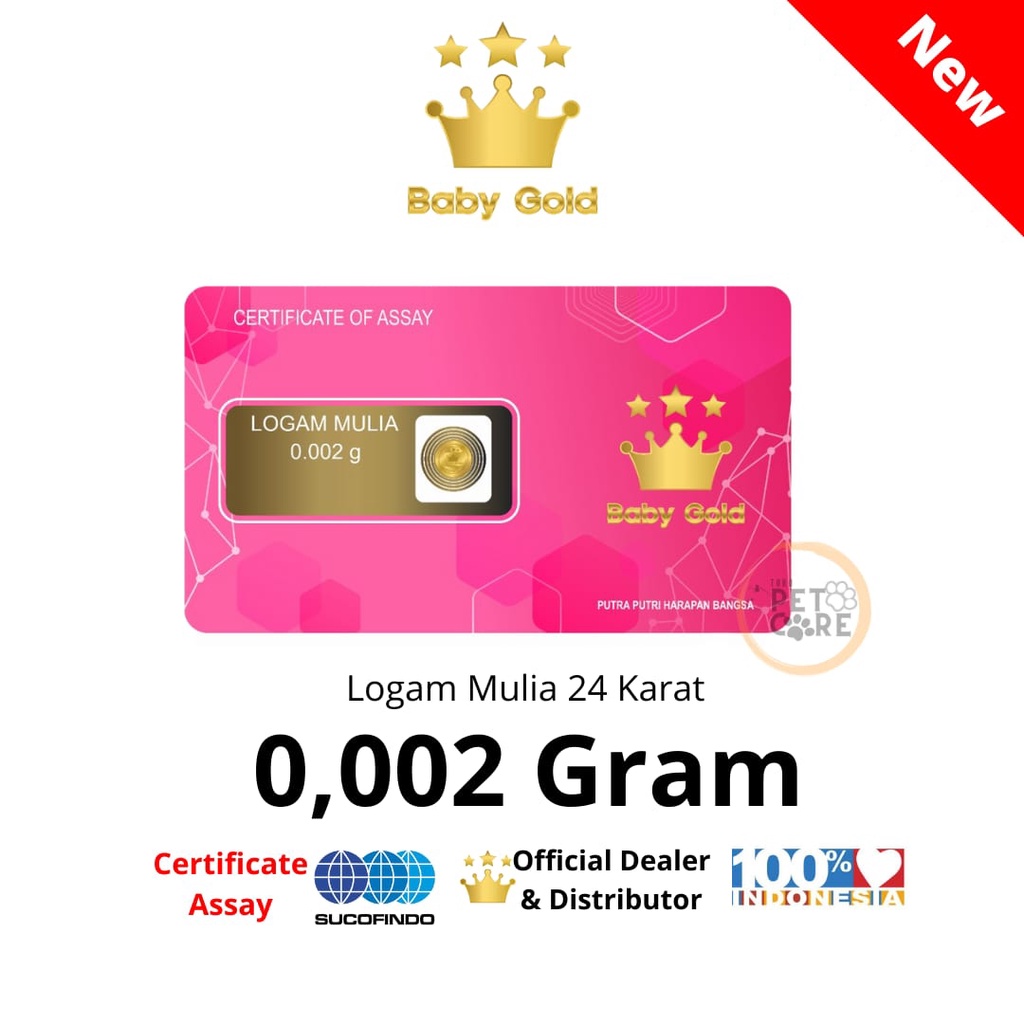 BABY GOLD Logam Mulia Emas Murni 0.001gr / 0.002 gr/ 0.005 gr-Eceran 0.002