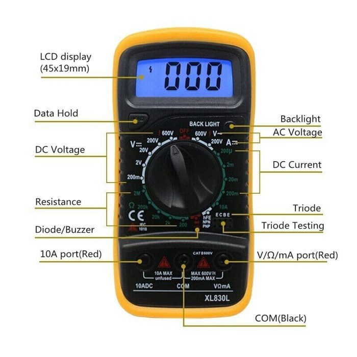 Digital Multimeter AC/DC Voltage Tester - XL830L