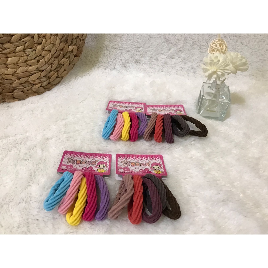 KARET IKAT RAMBUT SET ISI 5-6 POLOS KOREA / KARET JEPANG SIMPLE ELEGAN / KUNCIR RAMBUT 5CM