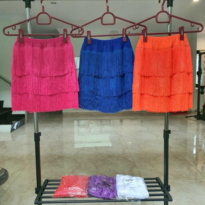 ROK RUMBAI FLARE SKIRT DANSA LINE DANCE KOSTUM PAKAIAN SENAM TARI (rt)