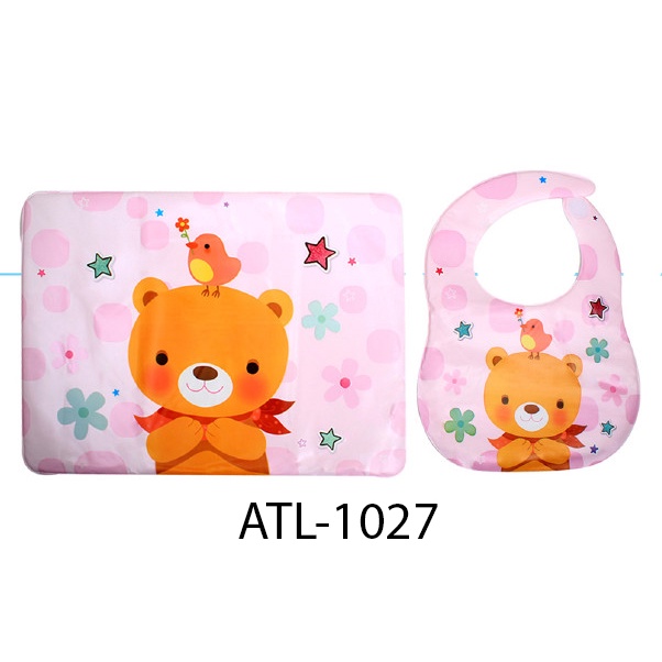 Morinz Baby Bibs Sponge Slaber + Mat / Celemek Makan Bayi Waterproof