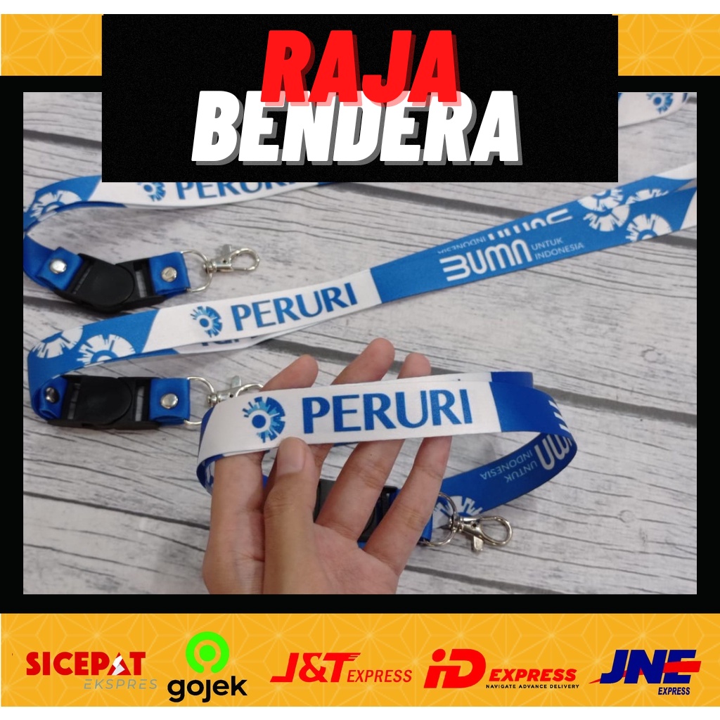 

Lanyard BUMN PERURI INDONESIA / Lanyard Custom BUMN PERURI / Lanyard BUMN / Lanyard Desain Custom Full Printing