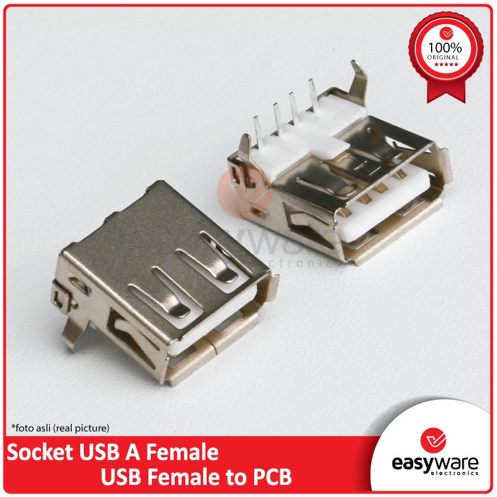 Socket USB A Female Jack Port Socket Connector - USB A PCB 4 Pin