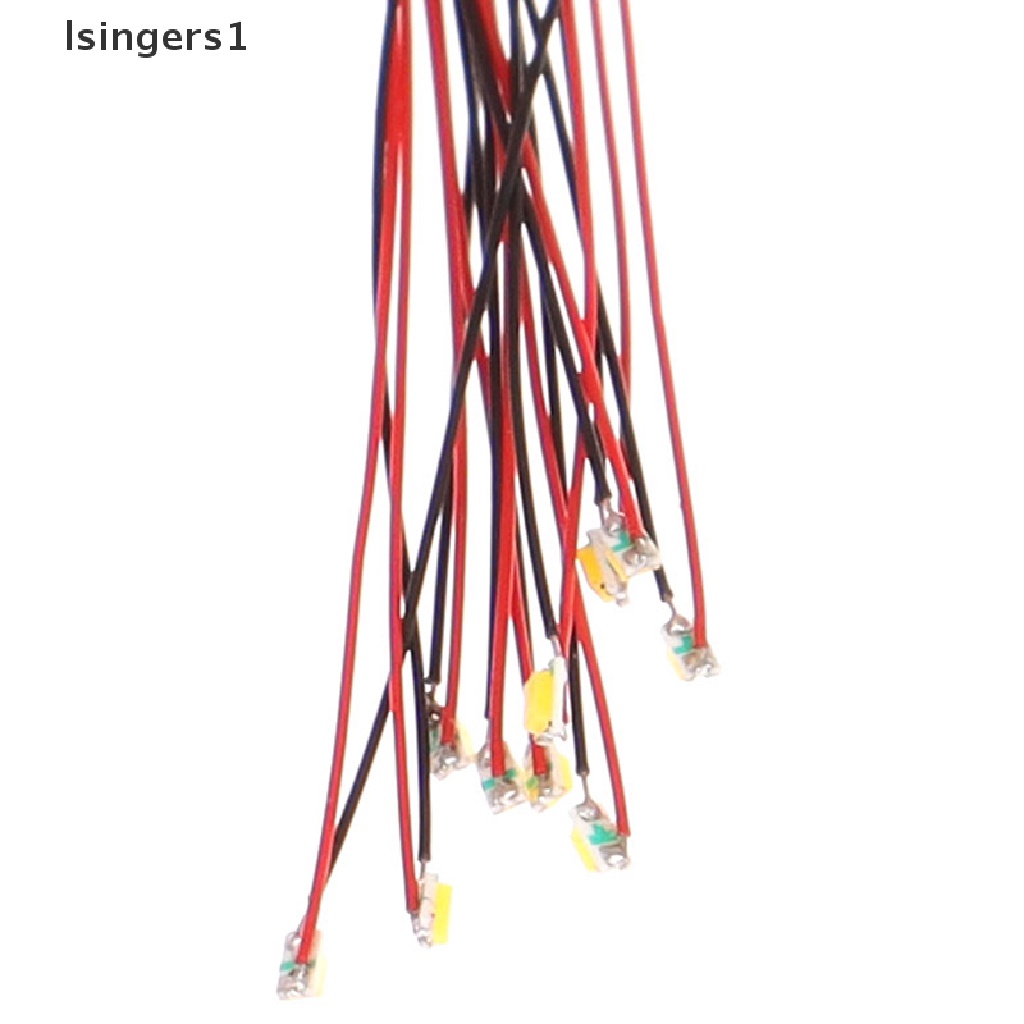 (lsingers1) 10pcs Lampu led t0603wm pre-soldered micro 0.1mm Kabel Tembaga Putih smd 0603 Panjang 20cm