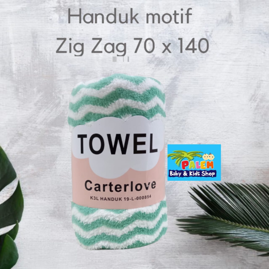 Carterlove handuk Microfiber Bulu Zig Zag 70x140 Lembut Super Serap Berkualitas