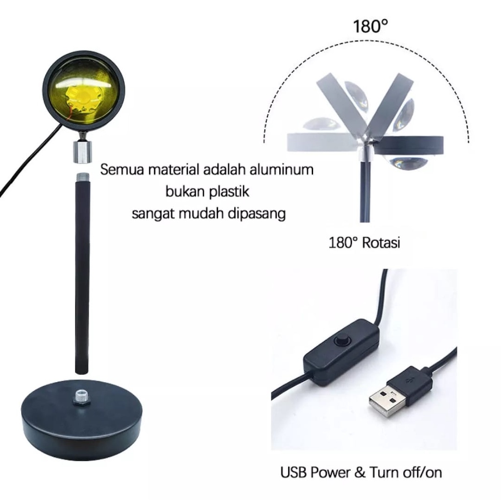 LED Sunset Lampu background studio lampu meja tidur lampu proyektor vlog tiktok