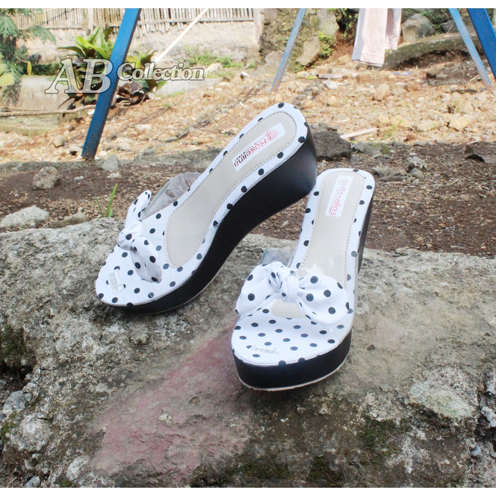 Sandal Wedges Wanita Polkadot Terbaru Sandal Wanita wedges Sandal Wedges Murah