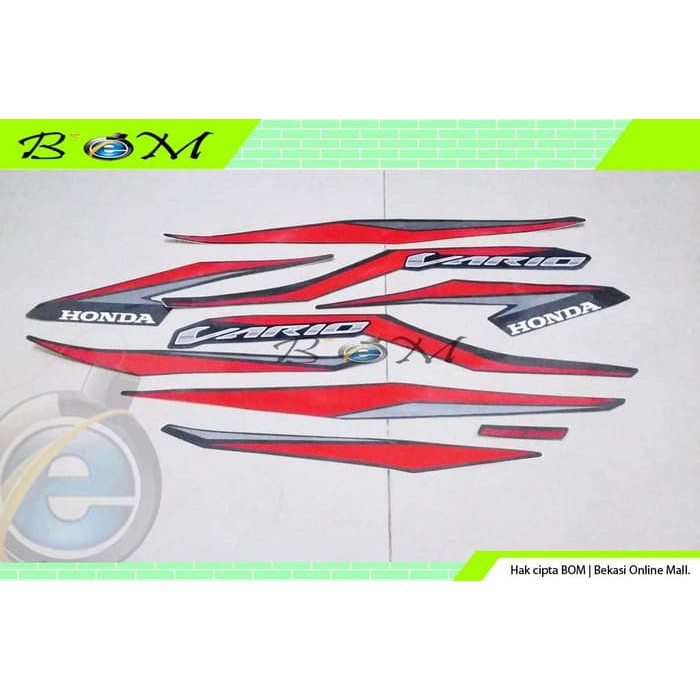 Striping Stiker Sticker honda vario fi 125 150 LED 2018 hitam merah