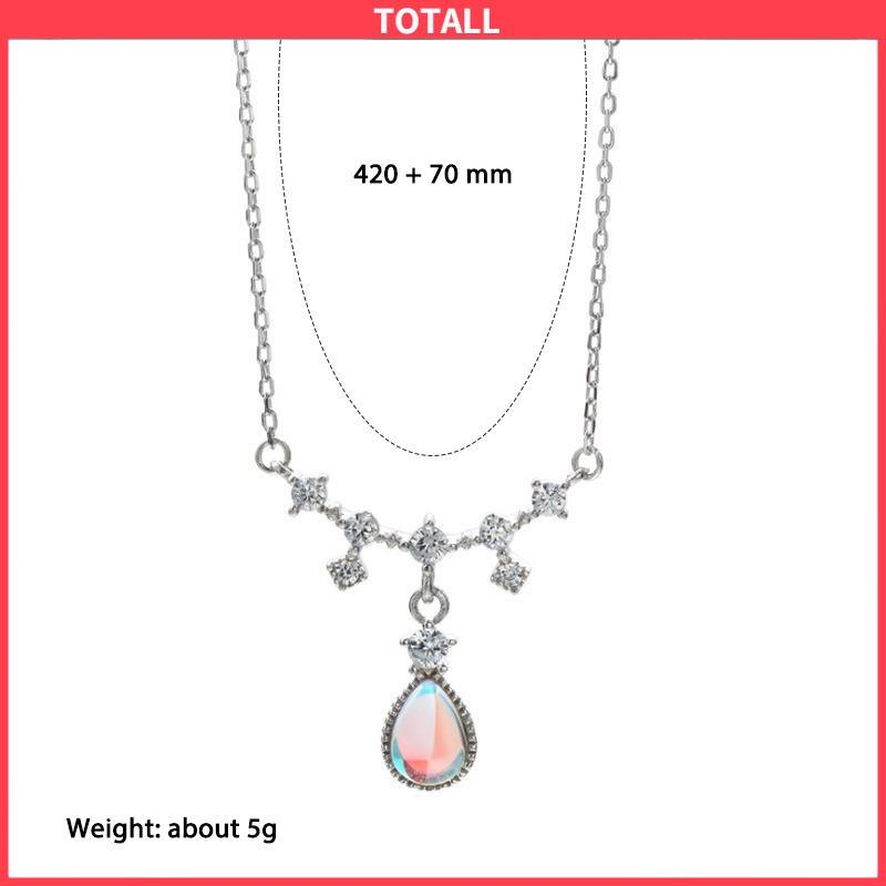 COD Kalung Fashion Wanita All-match Niche Design Light Luxury Moonstone Water Drop Necklace-Totall