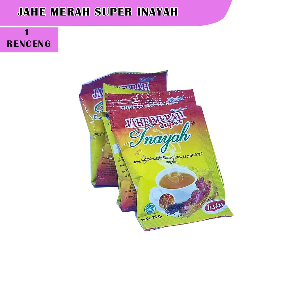 

Jahe Merah renceng Inayah 12 sachet [1 renceng] / jahe merah plus gingseng, habbatusaudda