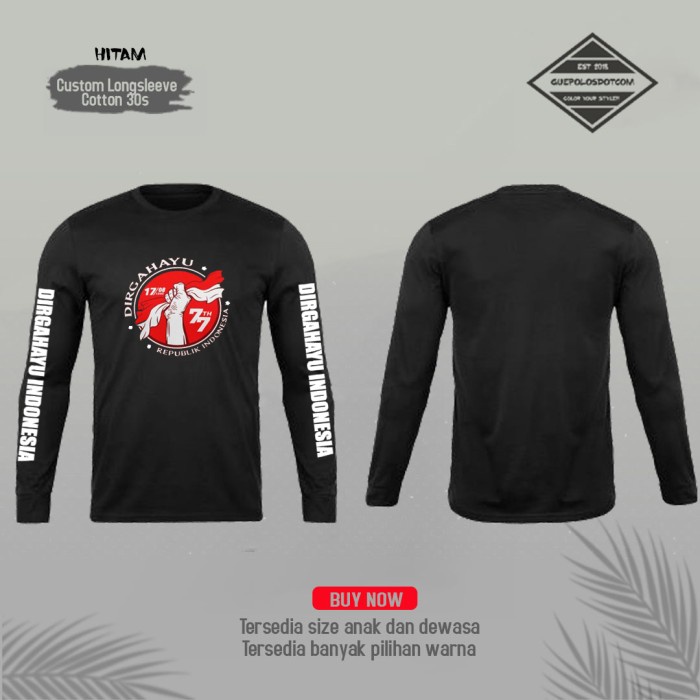 kaos baju 17 agustus 2022 baju merah putih agustus hut ri 77 - 6th, Hitam
