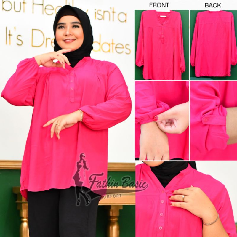 Atasan Wanita Jumbo - Blus Jumbo - Baju Jumbo - Fathin Basic - Atasan Rayon Jumbo - SHOPIEHijabstyle